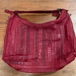 Red Leather Hobo, with CrossBody Strap